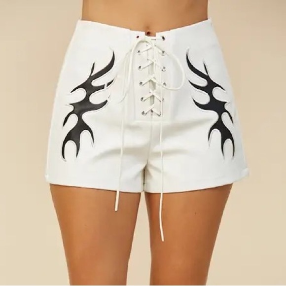 WISTERIA LANE • Leather Lightning Cut Out Shorts NWT - Picture 1 of 7